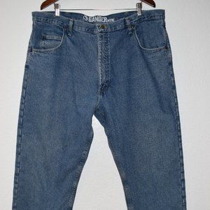 Gander Mountain Flannel Lined Relaxed Mens Outdoor Workwear Blue Jeans 42 x 30